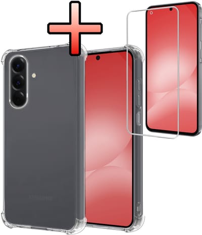Hoesje - Met Screenprotector - Geschikt voor Samsung Galaxy A56 - Sterk & Shockproof - Siliconen Case - Back Cover - Telefoon Hoes - Shock Proof - Transparant