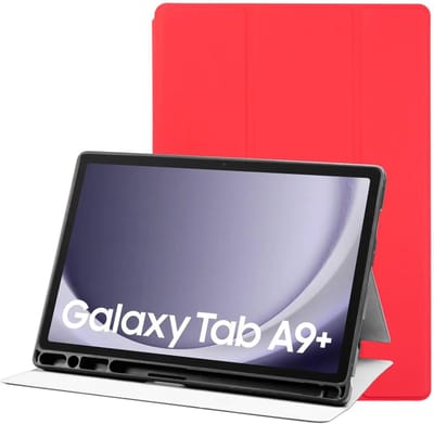 Tablet Hoes Geschikt voor Samsung Galaxy Tab A9 Plus | Luxe Tri-Fold Book Case | Kunst Leren Bescherm Hoes | Standaard Functie | Rood