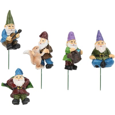 5 stuks Tuinkabouters Beelden Schattig Uiterlijk Verschillende Vormen Kleurrijke Gazonkabouters Ornamenten voor Thuis beige
