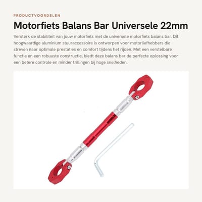 Dailygoods- Balansbar Verstelbaar - Balansbord - Motorfiets Stuur - Trillingsreductie - Stabiliteit - Aluminium 22mm - Stuurversterker