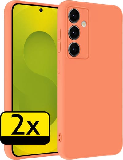Hoesje - 2 Stuks - Geschikt voor Samsung Galaxy S25 - Sterk & Shockproof - Case Siliconen - Back Cover - Telefoon Hoes - Telefoonhoesjes - Perzik