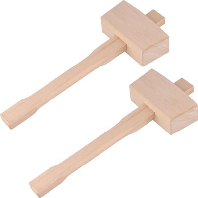 Professionele Houten Hamer Set van 2 Stuks, Ideaal voor Houtbewerking, Dowel en Chisel Gebruik