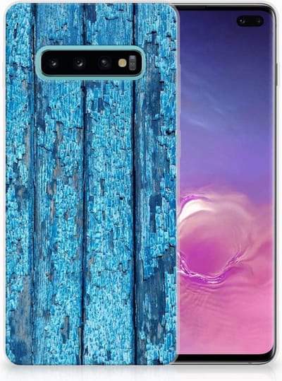 Samsung Galaxy S10 Plus Bumper Hoesje Wood Blue