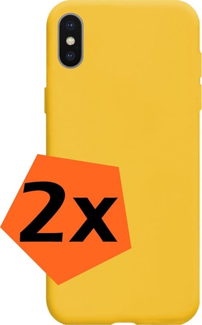 Hoes - 2 Stuks - Geschikt voor Apple iPhone X - Sterk & Shockproof - Case Siliconen - Back Cover - Telefoon Hoes - Geel
