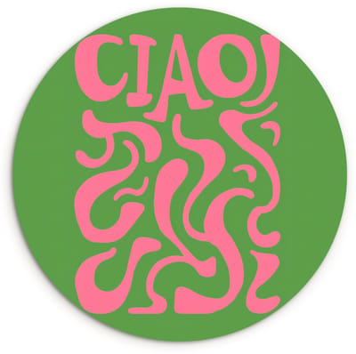 WallCircle® Wandcirkel 120x120 cm - Muurcirkel Abstract - Roze - Ciao - Vormen - Muurdecoratie woonkamer - Wanddecoratie slaapkamer - Kamer decoratie accessoires - Ronde schilderijen XXL