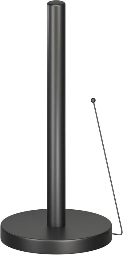 SnelShoppen - Minismus Keukenrolhouder - Zwart - Stabiele anti-rolbeugel keukenrolhouder zonder boren voor standaard keukenrollen - Modern design voor