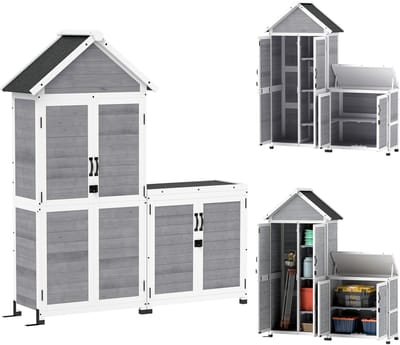 Outsunny - Tuingereedschapshouder - Dennenhout - 89L x 51B x 182H cm