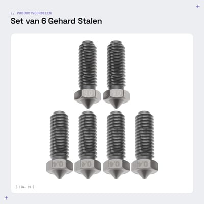 Dailygoods- Sproeiers 6 Stuks - 4x 0,4 mm/2x 0,6 mm - Gehard Staal - M6 Draad - Mondstuk - Slijtvastheid voor 3D-prints - Spuitmonden