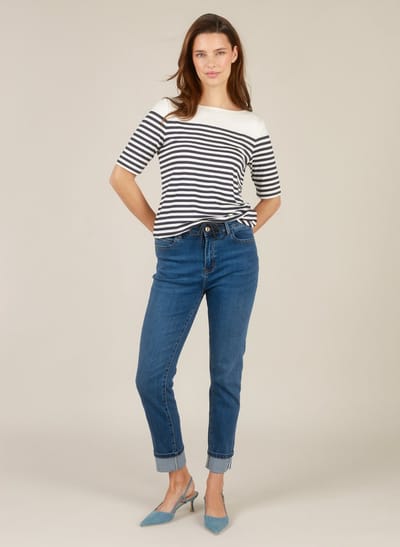 YEST Ishaana Tops - Off White/Navy - maat 34