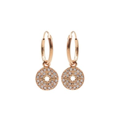 Karma oorring symbool zirkonia disc morning star rose M2956