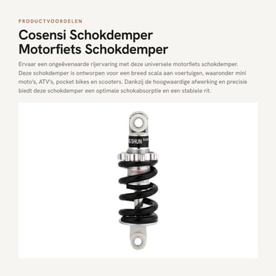Dailygoods- Schokdemper 125mm 750lbs - Universele Motorfiets - Schokabsorptie - Professioneel Vervaardigd - Soepelere Rit - Hoogwaardige Precisie - Motorfietsvering