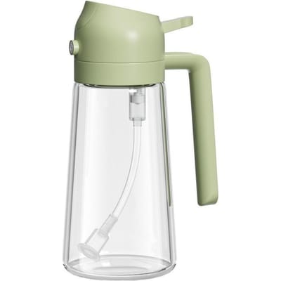 Olijfolie Dispenser, 2 in 1 Oliespuit voor Koken, 470ml Oliespuitfles met Schenktuit, Voedselveilige Oliedispenser en Oliespuit