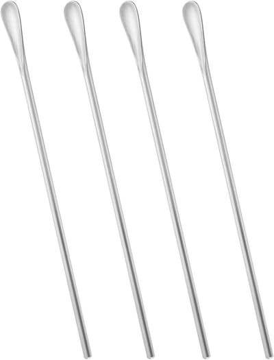 Set of 4 Stainless Steel 304 Reusable Mixing Spoons - 21.8cm, Ideal for Stirring Coffee, Cocktails, Milk, Ice Cream - ShopVlot