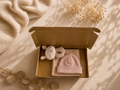 Baby Cadeauset roze – Knuffeldoek & Babymutsje in Luxe Gouden Geschenkdoos – 100% katoen – Kraamcadeau Babyshower – Kraamcadeau Meisje