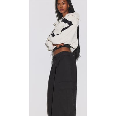 Stradivarius Popeline cargo broek  Zwart 34