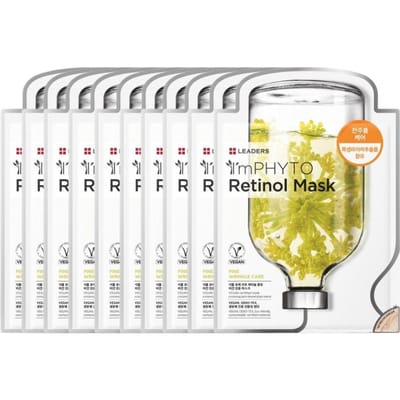 Leaders Je suis Masque Phyto Rétinol Raffermissant Soin des Pores 25ml x 10 Feuilles + 2 Feuilles Bonus