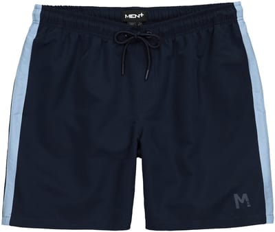 Men Plus - Heren - Zwemshort buikfit zijstrepen elastische tailleband - Navy blauw - Maat L