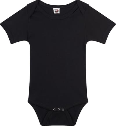 Basic rompertje voor babys - zwart - katoen - 240 grams - baby kleding - kraamcadeau - korte mouwen 56