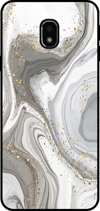 Smartphonica Telefoonhoesje Geschikt voor Samsung Galaxy J3 2017 met marmer opdruk - TPU backcover case marble design - Zilver geschikt voor Samsung Galaxy J3 2017