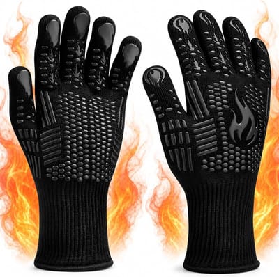SnelShoppen - Grill Handschoenen - Hittebestendige Ovenhandschoenen met Antislip Silicoon - Vuurvaste BBQ Kookhandschoenen voor Keuken en Buiten, Tot