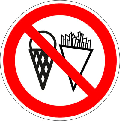 Verboden friet en ijs sticker 150 mm