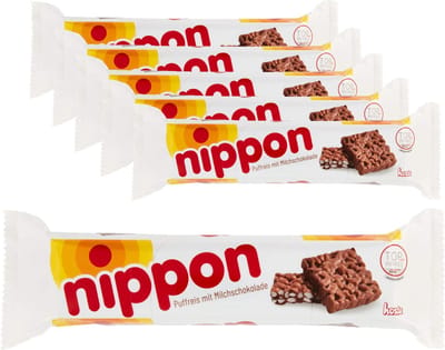 6 Repen Nippon Melkchocolade met Gepofte Rijst á 200 gram - Voordeelverpakking Snoepgoed