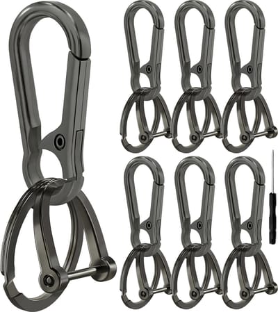 6 Stuks Karabijnhaak Sleutelhangers met Sleutelringen en D-ringen - Zwart - Musketonhaak voor Volwassenen - Mini Musketon en ringetjes - Auto Klein Carabiner Sleutel Hanger, Houder - Karabijn haak ringen - Keychain Karabijnsluiting