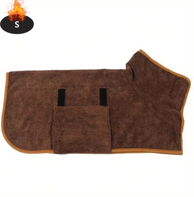 Livano Hondenbadjas - Hondenhanddoek - Voor Honden - Hondenkleding - Hondentrui - Hoodie - Sneldrogend - Koffie - S