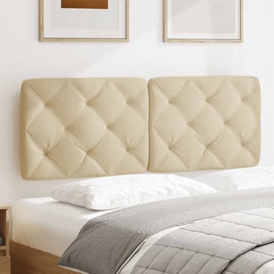 vidaXL - Hoofdbordkussen - 140 - cm - stof - crèmekleurig