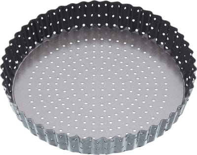 KitchenCraft MasterClass Crusty Bake 23 cm Geperforeerde Quichevorm met PFOA-vrije Antiaanbaklaag en Losse Bodem - Geribbeld