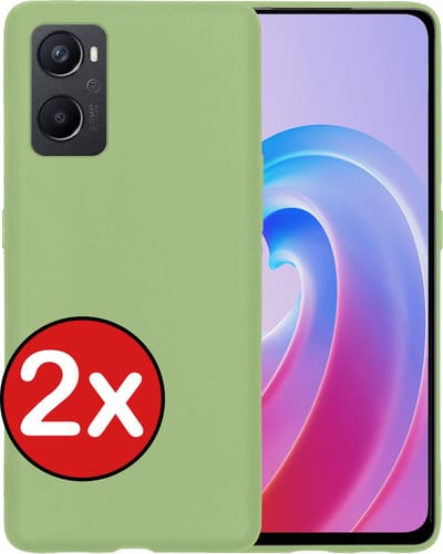 Hoesje - 2 Stuks - Geschikt voor OPPO A76 - Sterk & Shockproof - Telefoonhoes - Back Cover - Case Siliconen - Telefoon Hoes - Groen