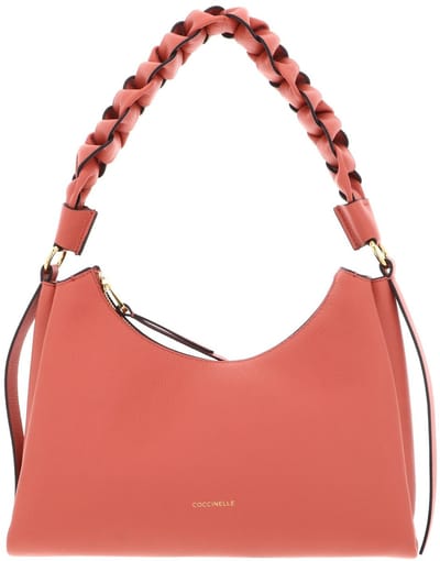 COCCINELLE Leren schoudertas Boheme Grana Double Shoulder Bag Pink Clay / Brunette koraalrood