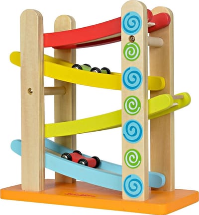 Houten Racebaan met Kleurrijke Elementen voor Kinderen