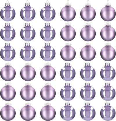 Glazen kerstballen - Set van 36 stuks/60mm - Luxe kerst decoratie - Sfeervolle kerstversiering voor in de kerstboom - Glas - Frosted Lilac - Donkerpaars