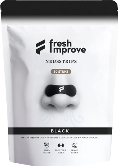 FRESH IMPROVE® Premium Neusstrips – 30 stuks – Extra sterk Anti-snurk & Sportprestaties - Zwart