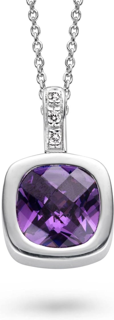 Orphelia Hanger + Ketting Carree Amethyst Zirconium ZH-4645