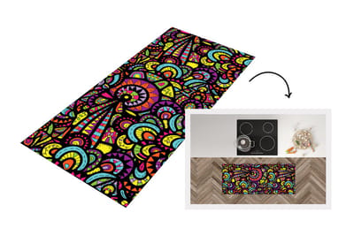 Keukenloper - Loper keuken - Design - Mandala - Regenboog - 120x50 cm - Keukenloper vinyl