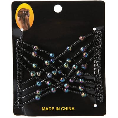 Femme Fille Magique Facile Cheveux Perles Glissière Peigne Clip Extensible Épingle à Cheveux Extensible Noir