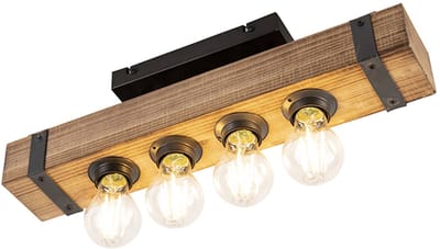 QAZQA reena - Industriele LED Smart Plafondlamp incl. wifi - 4 lichts - L 46.5 cm - Bruin - Industrieel - Woonkamer | Slaapkamer | Keuken