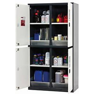asecos CS-CLASSIC-MultiRisk chemische opslagkast, scharnierende deuren, zuiver wit front, B 1055 x D 520 x H 1950 mm