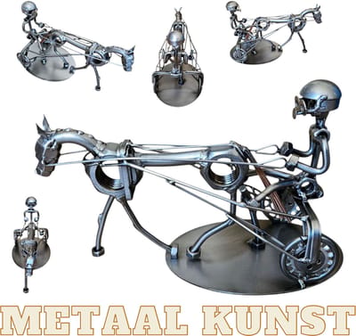 Sulky paard - metaal kunst -metaal beeld - het best cadeau - paardensport - uniek - verjaardag - sinterklas gift - kerst - geschenk