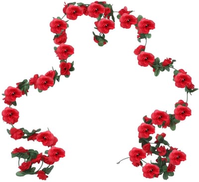 Dailygoods- Bloemenkrans Kunststof - 220 cm - 4 Stuks - Roze Bloemen - Decoratie Bruiloft/Feest - Levendige Kleuren - Decoratieslinger
