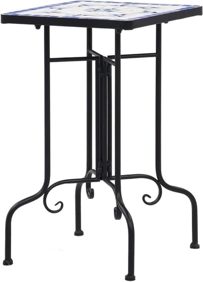 Mozaïek Bijzettafel - Tuin Tafel - Buiten Ontspannen - Weerbestendig Tafelblad - 35 x 56 cm - Blauw Wit