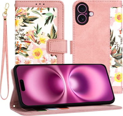 Hoesje geschikt voor Apple iPhone 16 Plus - Techsuit FlipCraft Book Wallet Case met koord - Sweetheart Pink