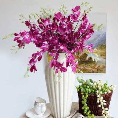 Kunstmatige Orchidee Bloemen Tak Handgemaakt Decoratief Zijde Nep Orchidee Bloemen voor Huis Bruiloft Tuin Decor Wit pink