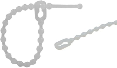 PRO-TIE® - Bundelbanden, Snelbinders Hersluitbaar, Rattenstaart / Beaded Cable Ties 100 mm Wit Naturel (Zak 100 stuks)