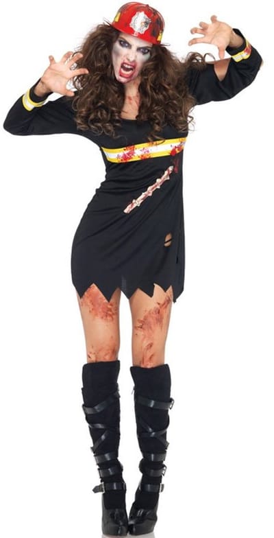 Undead Fire Starter Volwassenen Vrouwen Zwart Brandweer Maat M