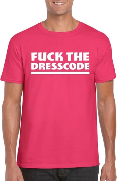 Fuck the dresscode heren shirt roze - Heren feest t-shirts S