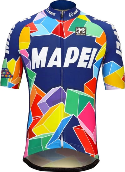 Retro Mapei fietsshirt met korte mouwen en volledige rits - M
