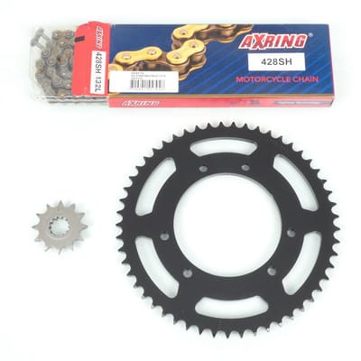 Kit chaîne Axring pour moto HM 50 CRM Derapage 2001 à 2010 12x53 Pas 428 Neuf
